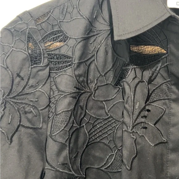 Chico's Black Floral Embroidered Women’s Shirt NWT - Picture 4 of 6